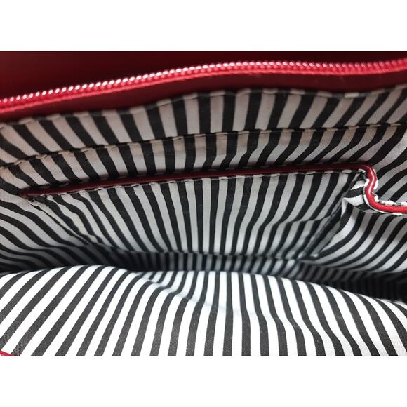 Davis and Towne The Camilla Red Leather w/Gold Color Hardware Strip Lining - Picture 4 of 9